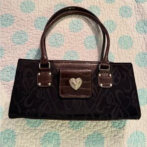 “Brighton” Inspired Black and Brown Bag with Silver Accents